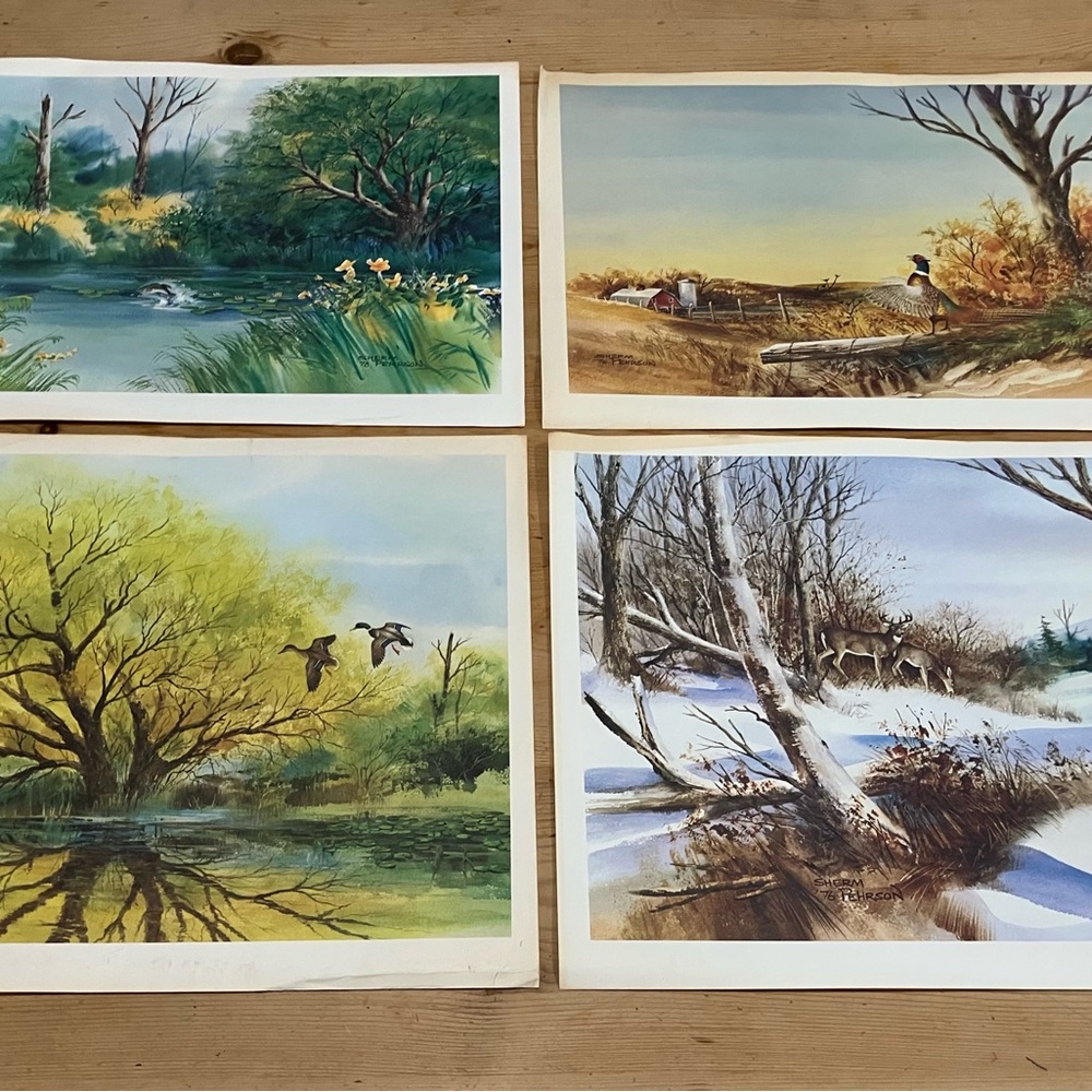 Vintage 1970s Nature Landscape Art Prints Set